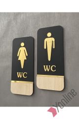 Meşe Serisi Mat Siyah Altın Kabartmalı WC Levhası
