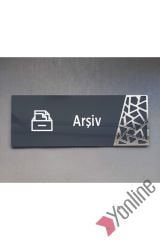 Gümüş Detaylı Arşiv Kapı İsimliği
