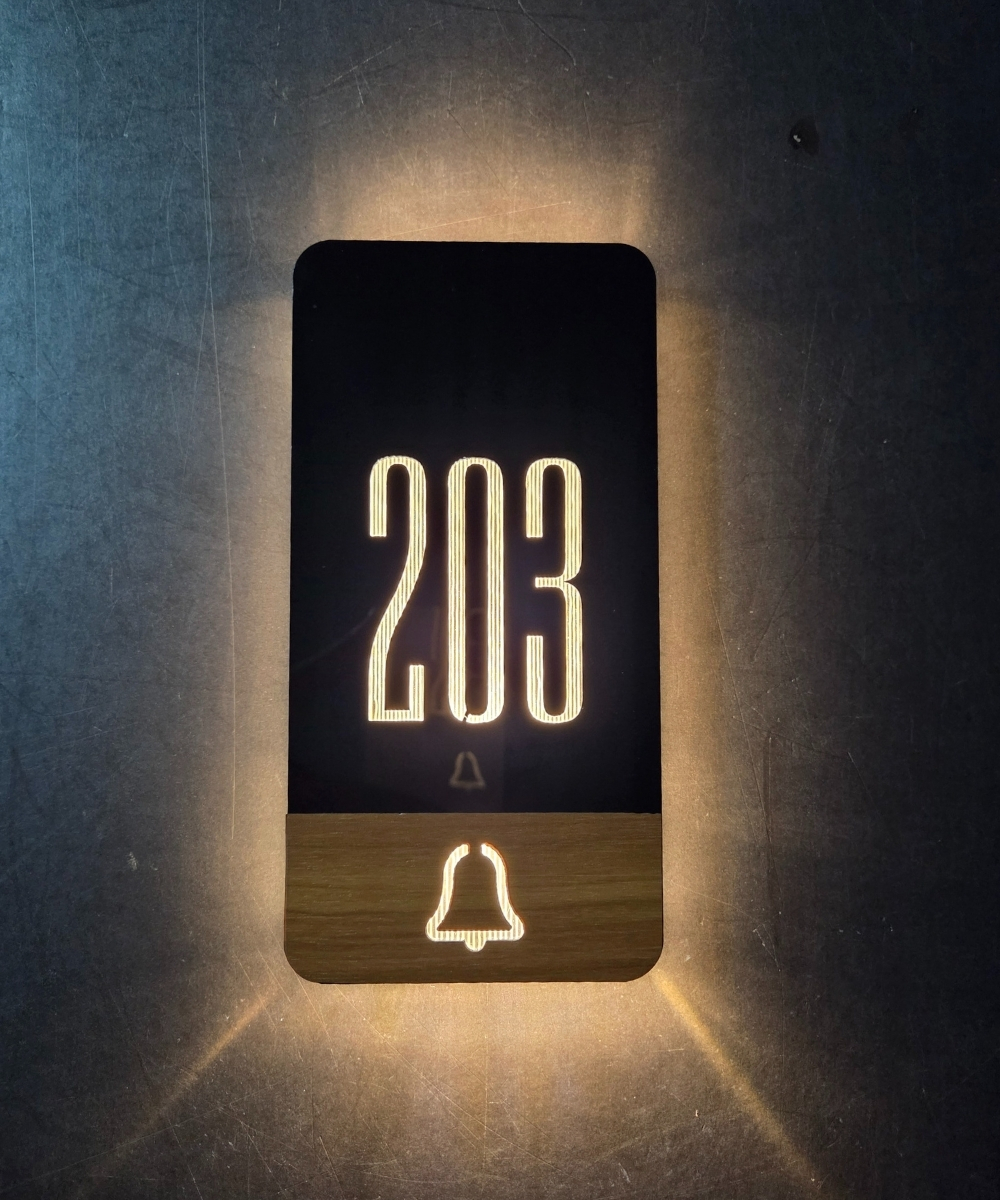 Diamond Wooden Series Işıklı Otel Kapı Numarası