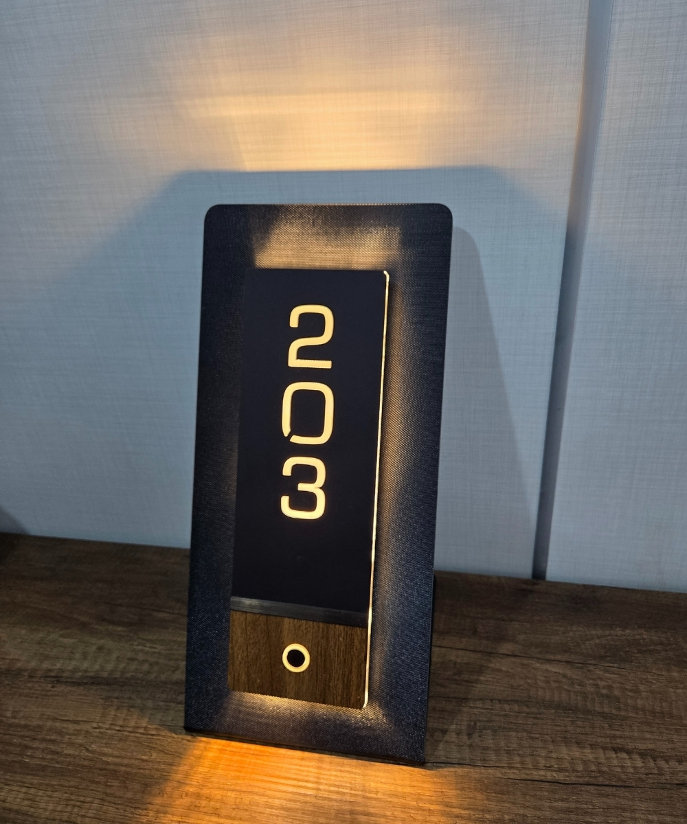 Diamond Wooden Zil Butonu Işıklı Otel Kapı Numarası