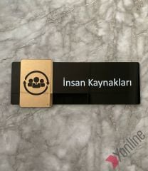 Bronz Aynalı Siyah İnsan Kaynakları Kapı İsimliği