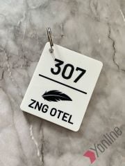 Kişiselleştirilebilir Beyaz Otel Oda Anahtarlığı