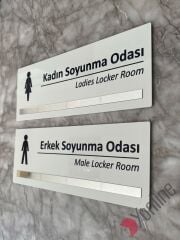 Gümüş Detaylı Erkek & Kadın Soyunma Odası Kapı İsimliği