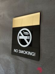 Altın Aynalı No Smoking Uyarı Levhası