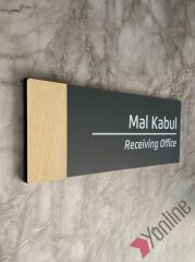 Ahşap Kenarlı Mat Antrasit Kapı İsimliği
