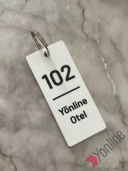 Altın Kenarlı Beyaz Otel Oda Anahtarlığı